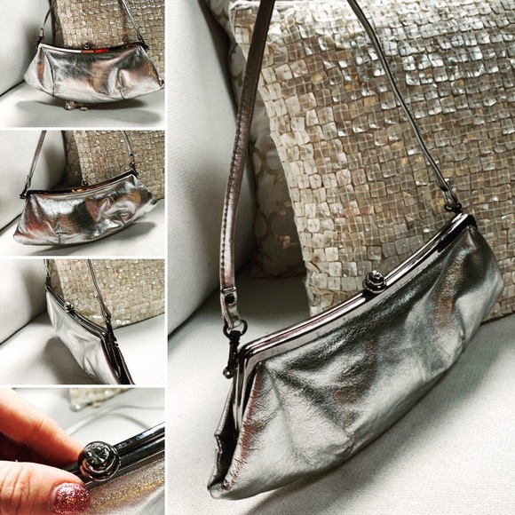 unbranded Handbags - SILVER GENUINE LEATHER BAG PURSE Crystal detail